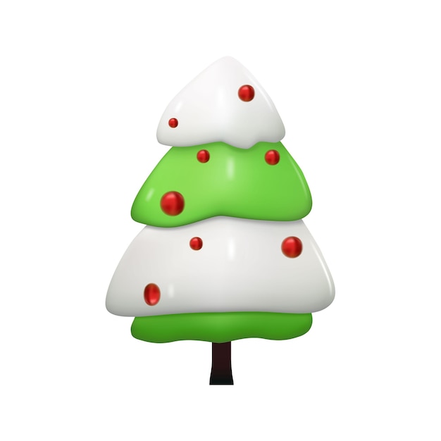 Conjunto de decoraciones navideñas festivas en 3D con un árbol de Navidad
