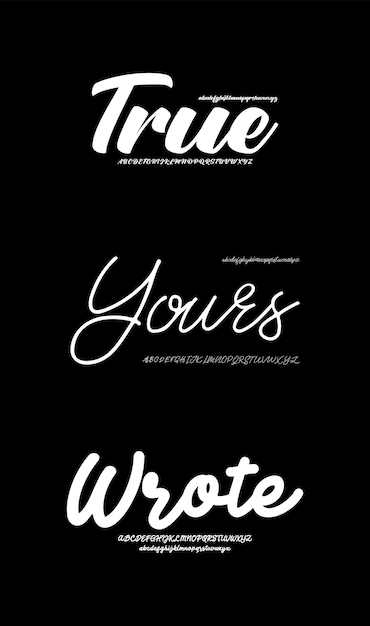 Conjunto decorativo Creative Vector Script Pincel pantalla Alfabeto fuentes paquete de diseño Ilustración vectorial