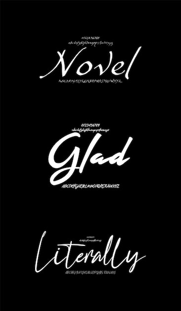 Conjunto decorativo Creative Vector Script Pincel pantalla Alfabeto fuentes paquete de diseño Ilustración vectorial