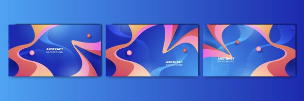 Conjunto de degradado abstracto moderno azul colorido para fondo de diseño
