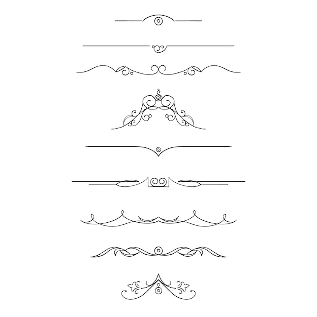 conjunto de delimitadores en blanco y negro para separadores de texto