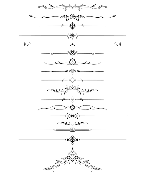 conjunto de delimitadores en blanco y negro para separadores de texto