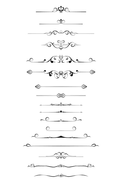 conjunto de delimitadores en blanco y negro para separadores de texto