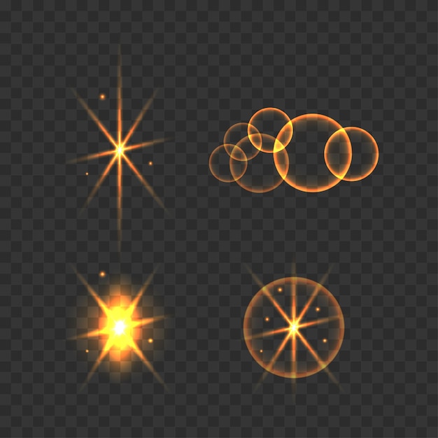 Vector conjunto de deslumbramientos de luz realistas