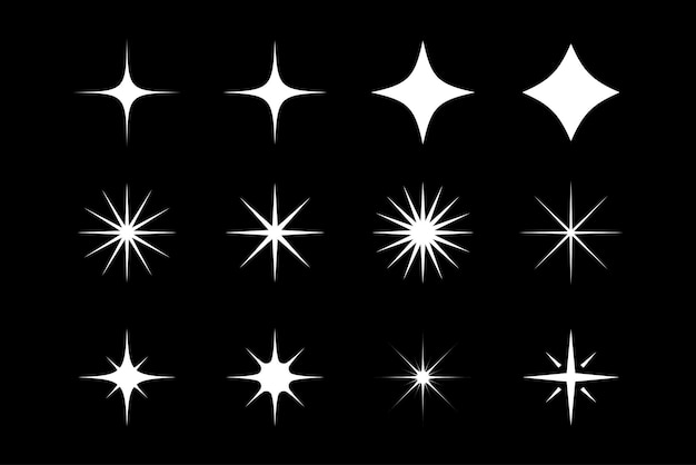 Conjunto de destellos de estrellas blancas