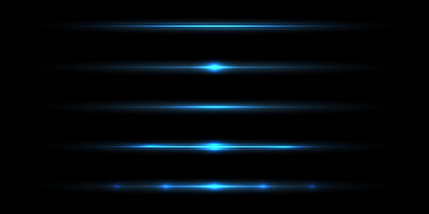 Conjunto de destellos de lente azul neón Efecto de luz brillante