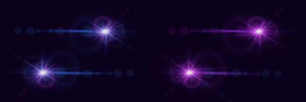Conjunto de destellos de luz y lentes Deslumbramiento de la luz y las lentes