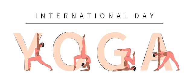 Conjunto del Día Internacional del Yoga Conjunto de posturas de yoga Mujer afroamericana varios yoga