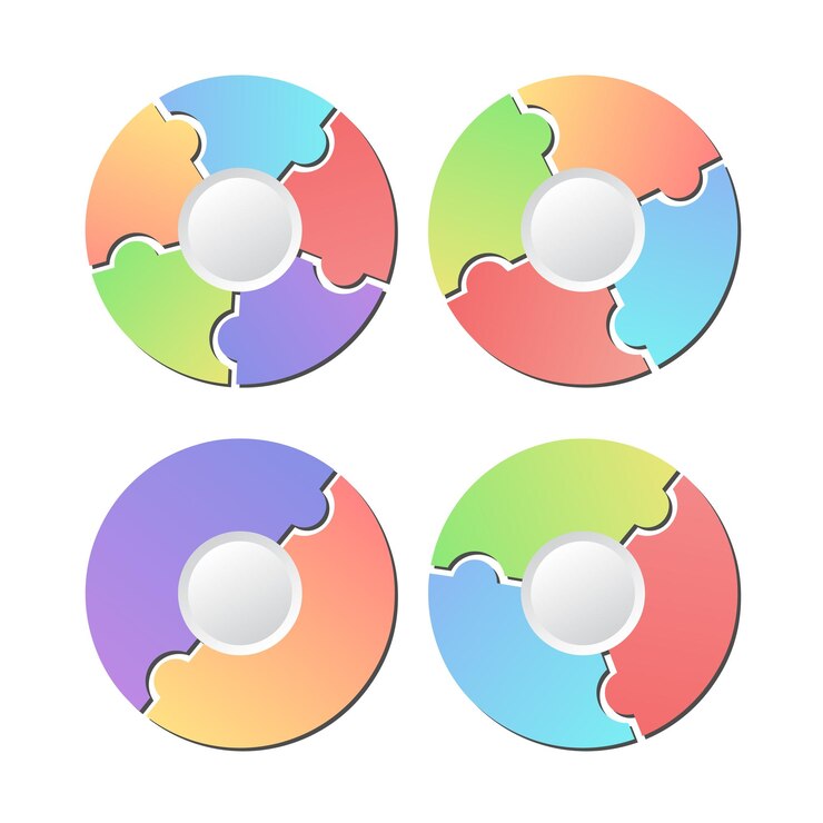 Vector conjunto de diagrama circular con colección de diferentes segmentos