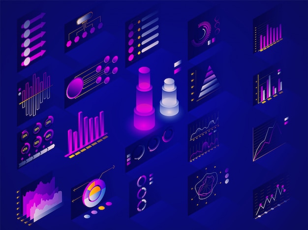 Conjunto de diagrama, gráfico y gráfico de infografía.