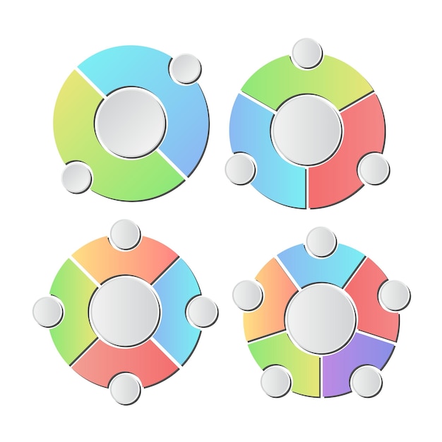 Conjunto de diagrama gráfico de información circular con colección de diferentes segmentos