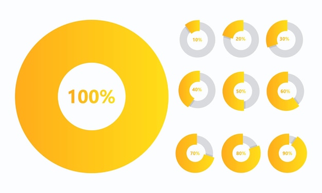 Conjunto de diagrama de porcentaje de círculo para ilustración de vector de infografía