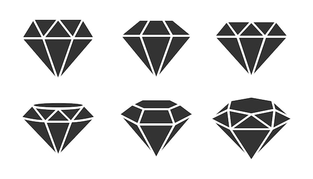 Conjunto de diamantes de estilo plano Colección de piedras preciosas de diamantes negros abstractos