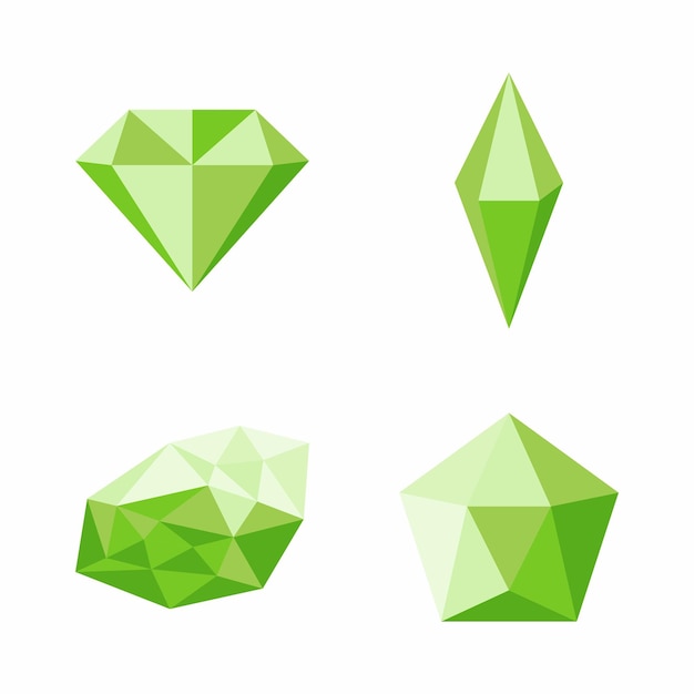 Vector un conjunto de diamantes verdes con un diamante en el centro.