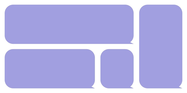 Conjunto dibujado a mano de color minimalista azul plano cuadro de texto vacío burbujas de habla plantilla en blanco de citas