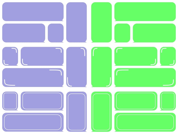 Conjunto dibujado a mano con contorno plano de color minimalista caja de texto vacía burbujas de habla plantilla en blanco de citas