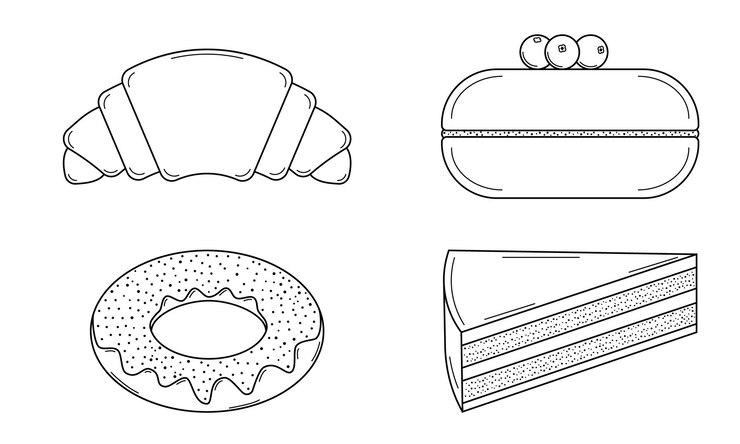Vector conjunto dibujado a mano de productos de confitería pasteles dulces para la panadería estilo doodle vector