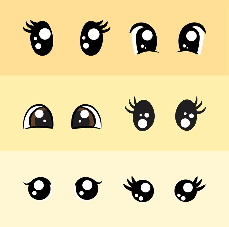 Vector conjunto de dibujo de ojos lindos