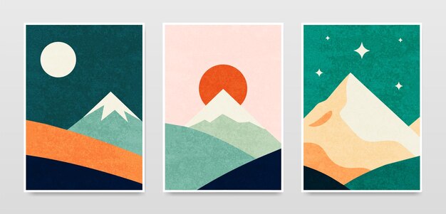 Un conjunto de dibujos abstractos decorativos en estilo oriental