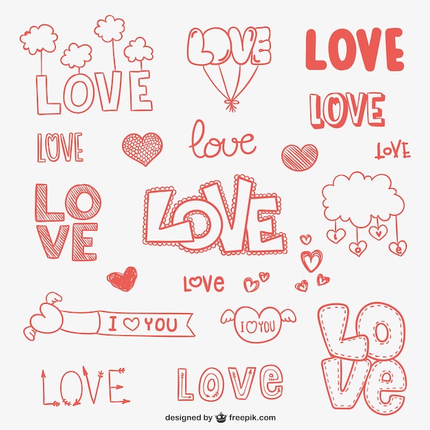 Vector conjunto de dibujos de amor