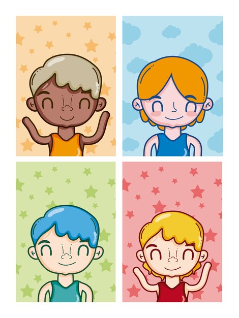 Vector conjunto de dibujos animados para adolescentes