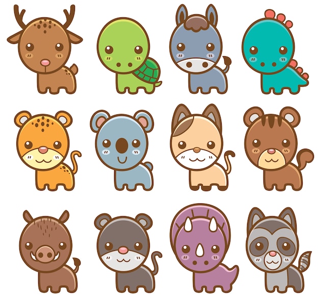 Vector conjunto de dibujos animados de animales