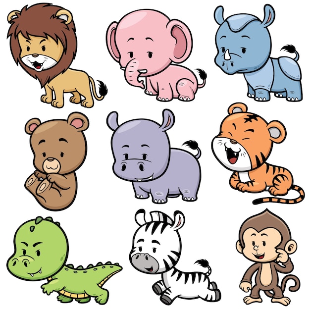 Conjunto de dibujos animados de animales