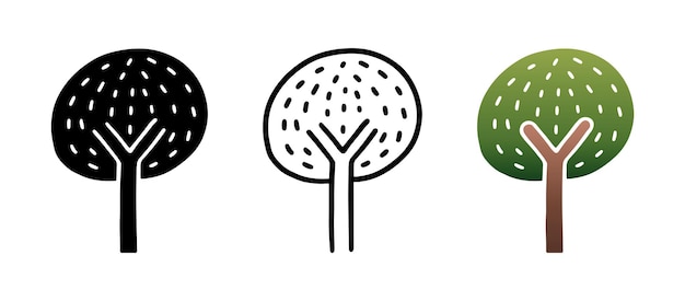 Conjunto de dibujos animados de árboles Ilustración vectorial