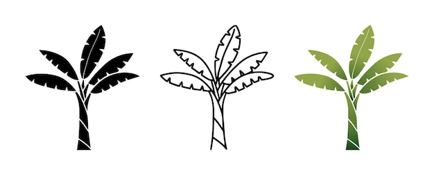 Conjunto de dibujos animados de árboles de plátano Ilustración vectorial