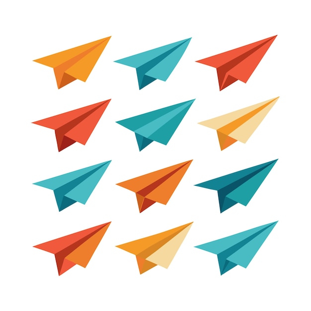 Conjunto de dibujos animados de avión de papel