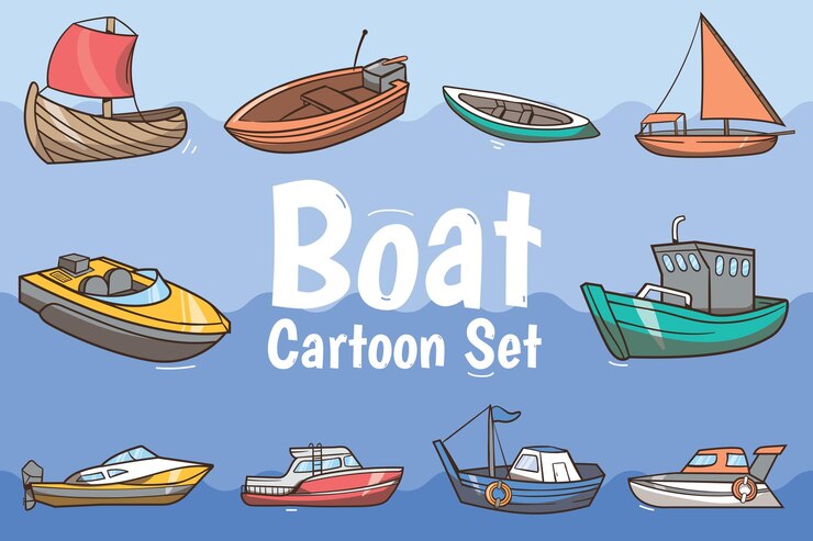 Conjunto de dibujos animados de barcos