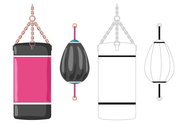 Conjunto de dibujos animados de bolsa de boxeo