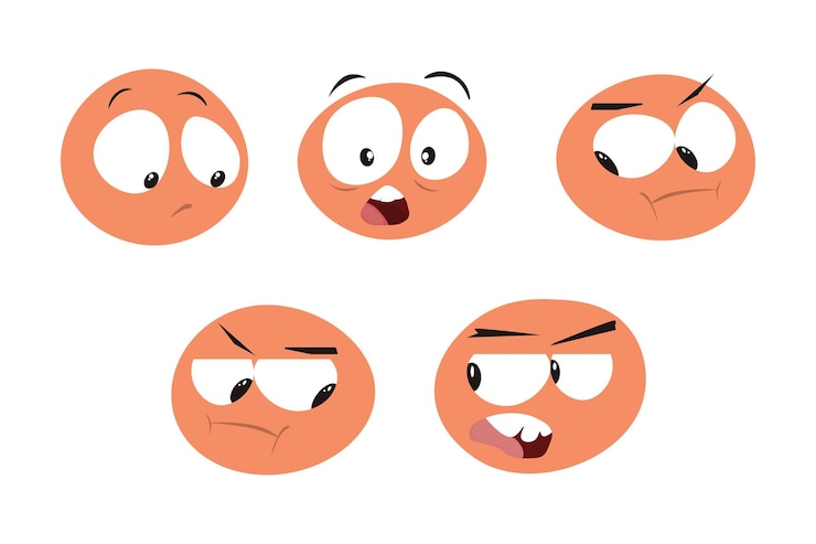 conjunto de dibujos animados caras infelices ilustración vectorial