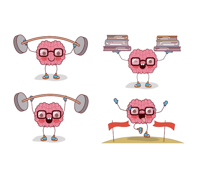 conjunto de dibujos animados de cerebro