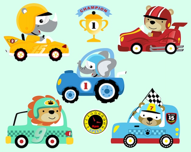 conjunto de dibujos animados de coche de carreras
