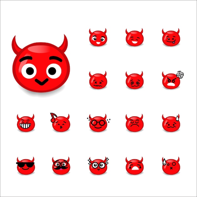 Conjunto de dibujos animados de diablo emoticon