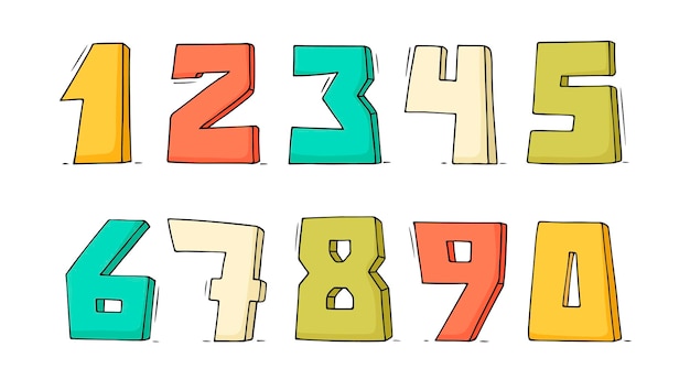 Conjunto de dibujos animados con diferentes números