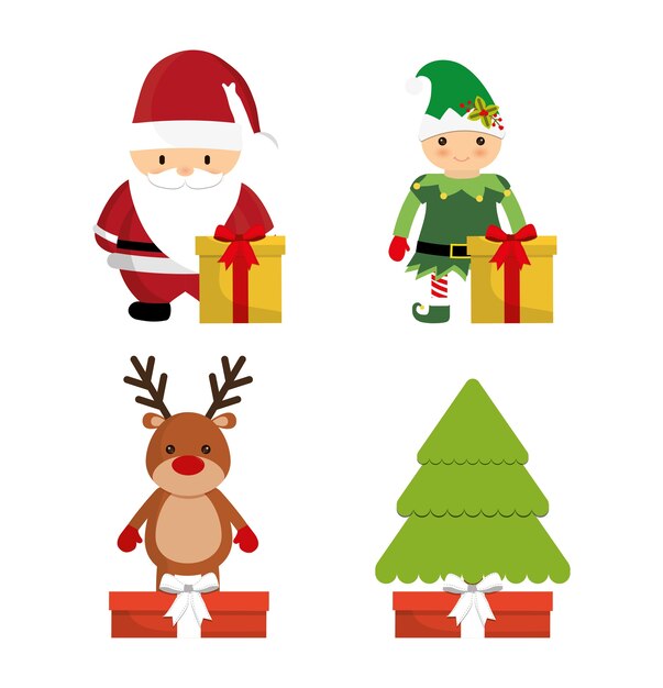 Conjunto de dibujos animados del diseño Chistmas