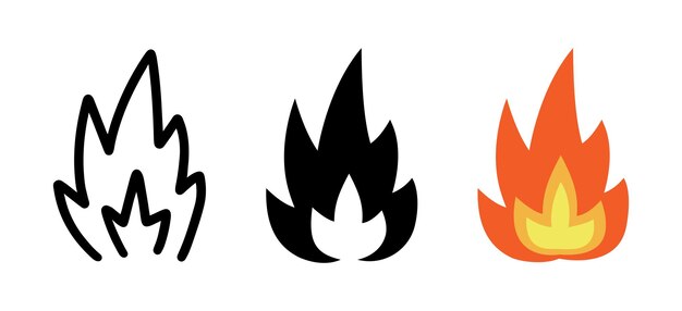 Conjunto de dibujos animados de efecto fuego Vector