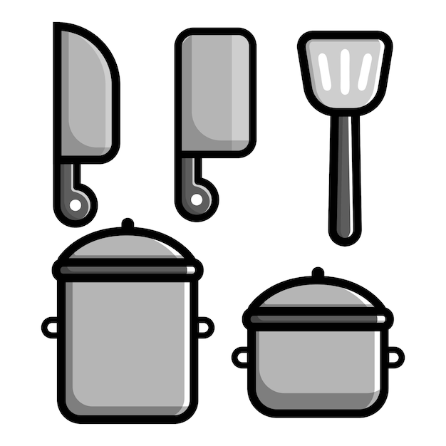 Conjunto de dibujos animados de elementos vectoriales de herramientas de cocina