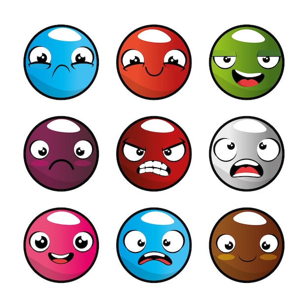 Conjunto de dibujos animados emoji emoticon