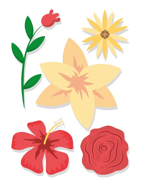 Conjunto de dibujos animados de flores