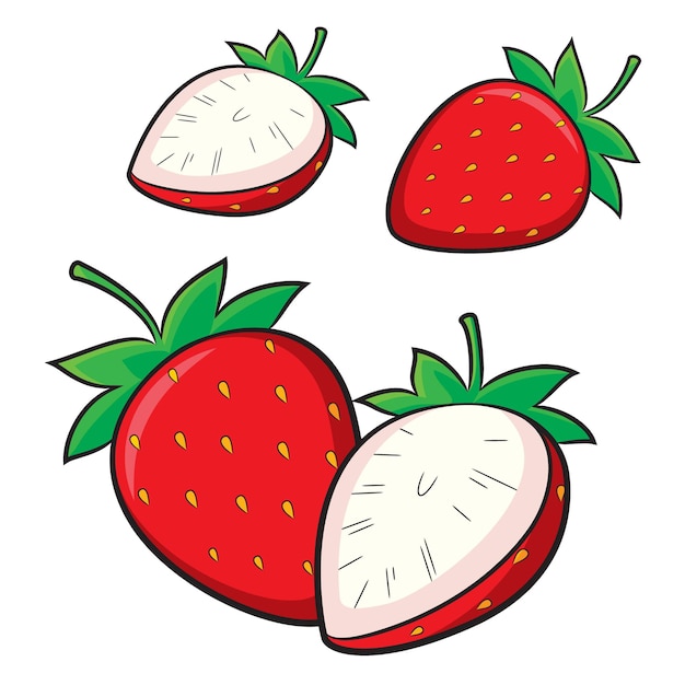 Vector conjunto de dibujos animados de fresa