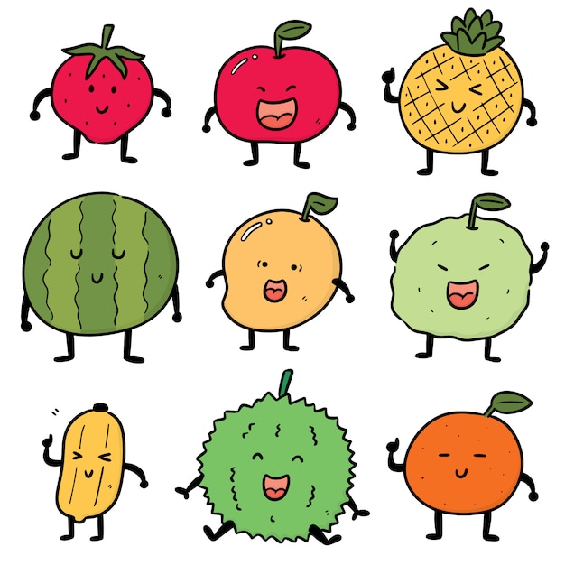 conjunto de dibujos animados de frutas