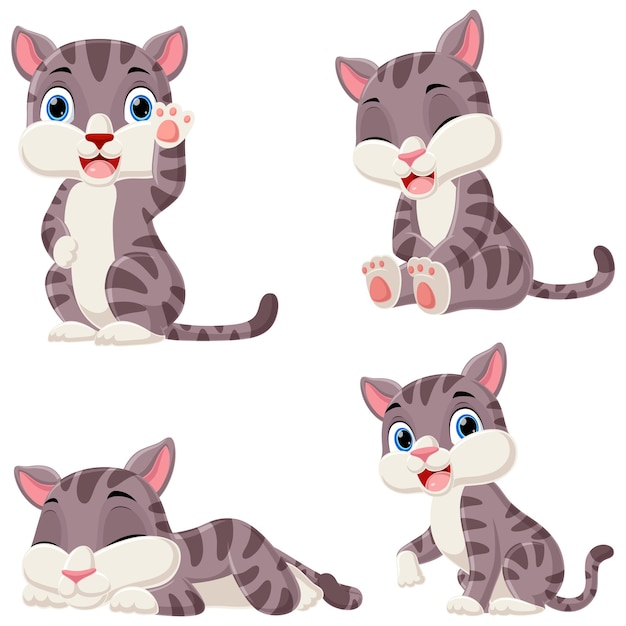 Conjunto de dibujos animados de gatitos lindos