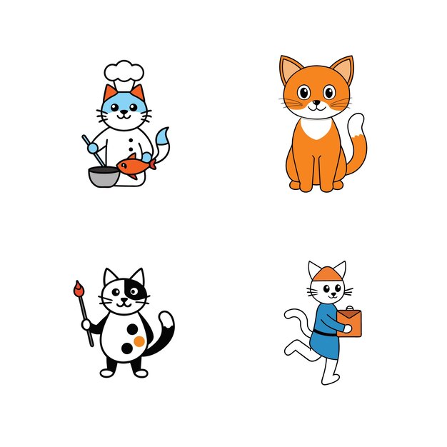 conjunto de dibujos animados de gatos lindos