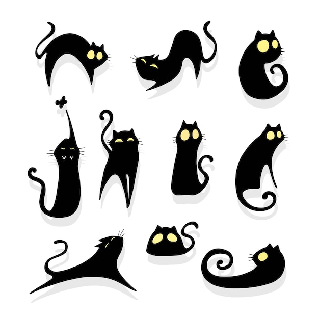 Vector conjunto de dibujos animados de gatos