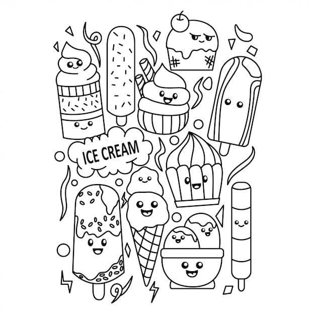 Vector conjunto de dibujos animados de helados