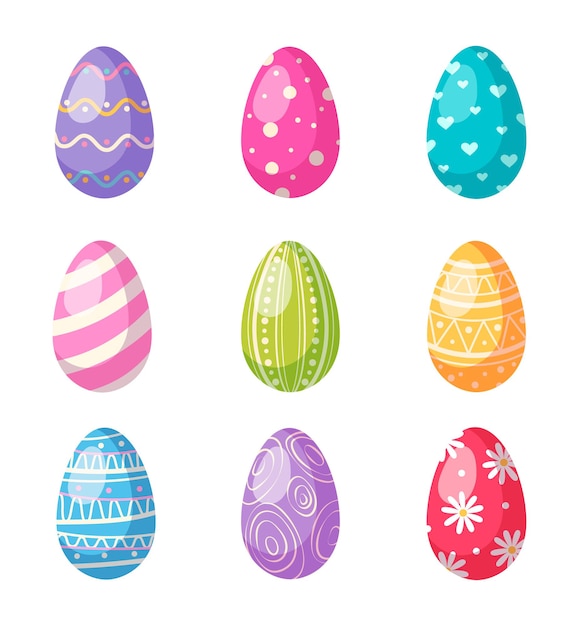 Conjunto de dibujos animados de huevos de pascua