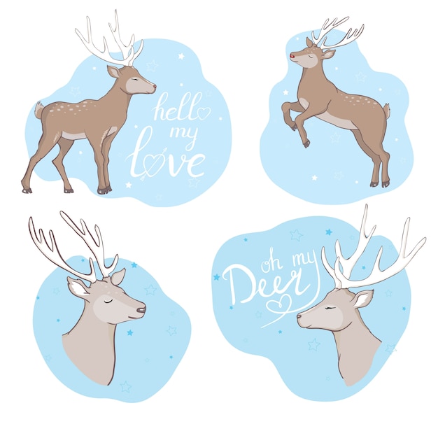 Conjunto de dibujos animados lindo ciervo